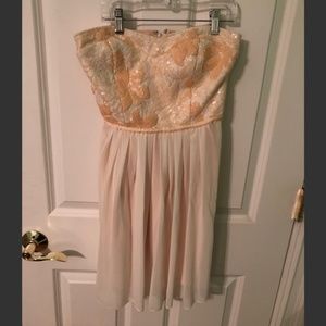 ASOS Sequin Peach and Cream Strapless Dress